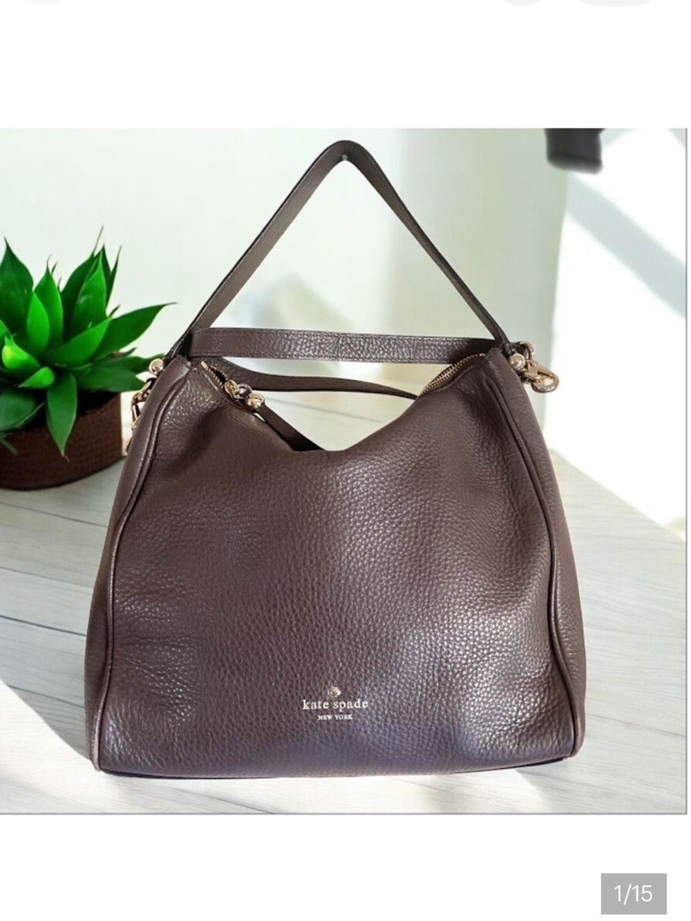 Kate Spade Charles Street Haven hobo Shoulder Bag mauve brown EUC